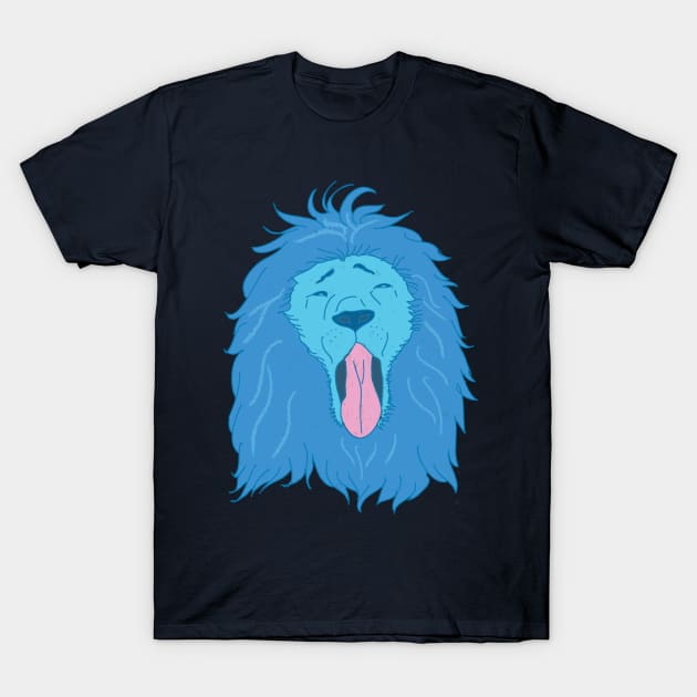 Blue Lion yawning T-Shirt by Malikom